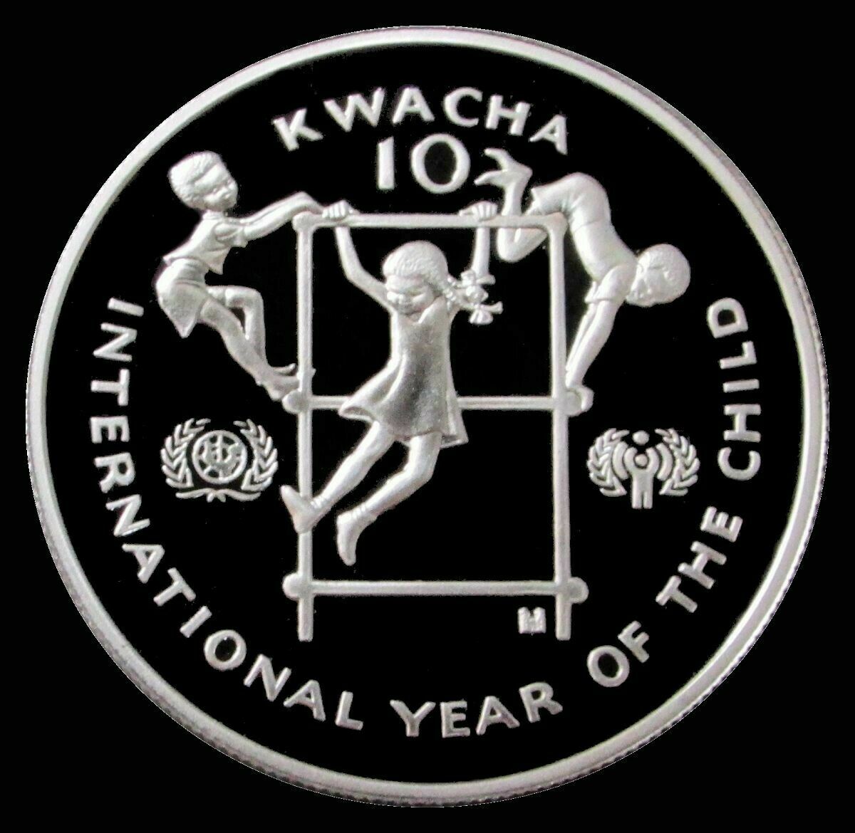 Zambia 1980 Year Of Child 10 Kwacha Silver Coin,proof