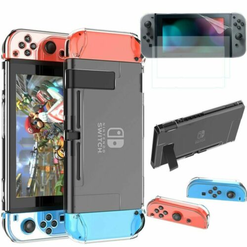 2 Clear Screen Protector Film + 360° Protect Hard Case Cover For Nintendo Switch